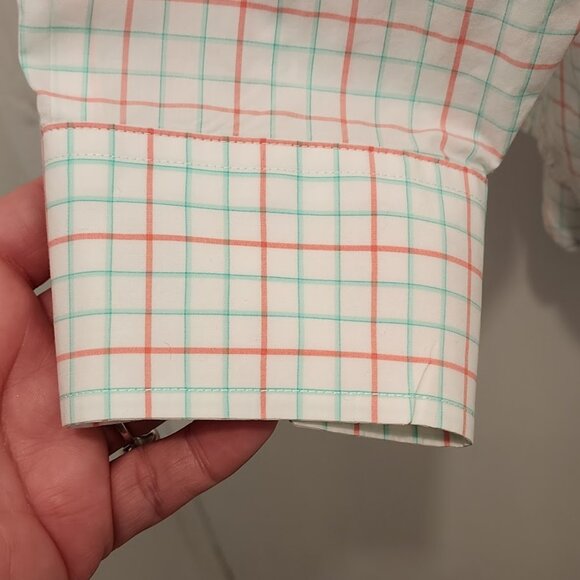 Southern Tide Men's Classic Fit Button Down Dress Shirt Peach & Teal Size L - Picture 5 of 9